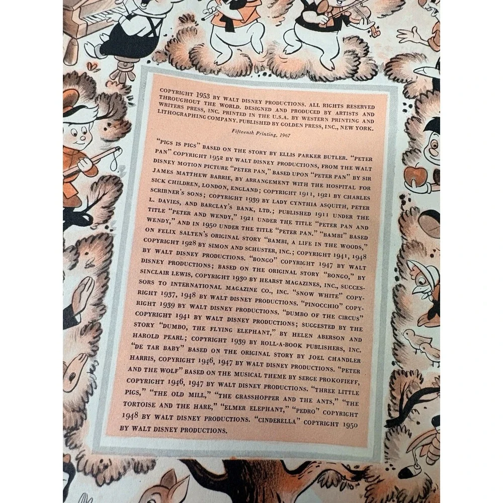 Walt Disney's Treasury 21 Best-Loved Stories Golden Press 1953 Giant Golden Book